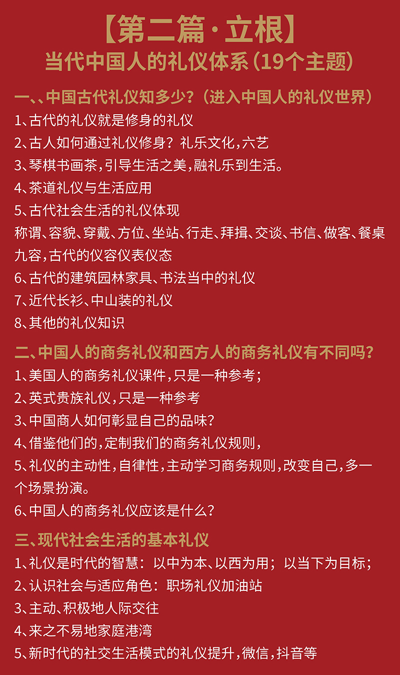 王新老師新書《重新定義禮儀培訓師》視頻書課程目錄